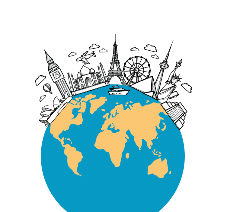 Estore de rolo para sala ícones de marcos do mundo - TenStickers