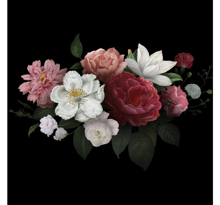 Estore de rolo para sala com rosas vintage sobre fundo preto - TenStickers