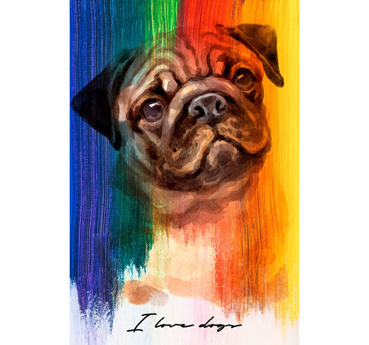 Estore de rolo para sala pug arco-Íris - TenStickers