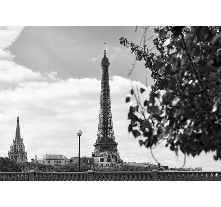 Estore de rolo para sala torre eiffel em preto e branco - TenStickers