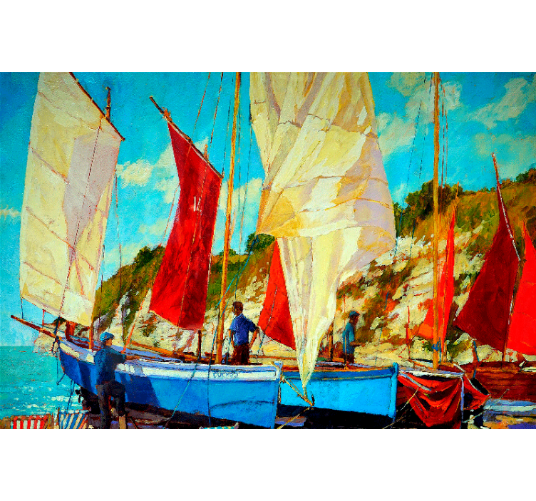 Estore de rolo para sala três barcos na água - TenStickers