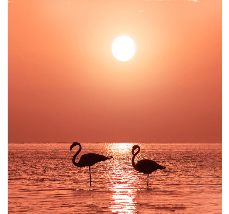 Estore de rolo para sala flamingo bonito ao pôr do sol - TenStickers