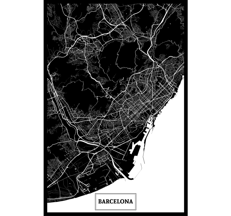Estore de rolo para sala mapa topográfico de barcelona - TenStickers