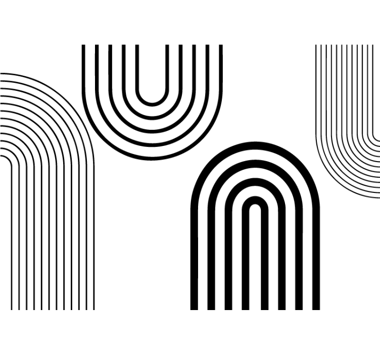 Estore de rolo branco com arcos pretos finos minimalistas - TenStickers