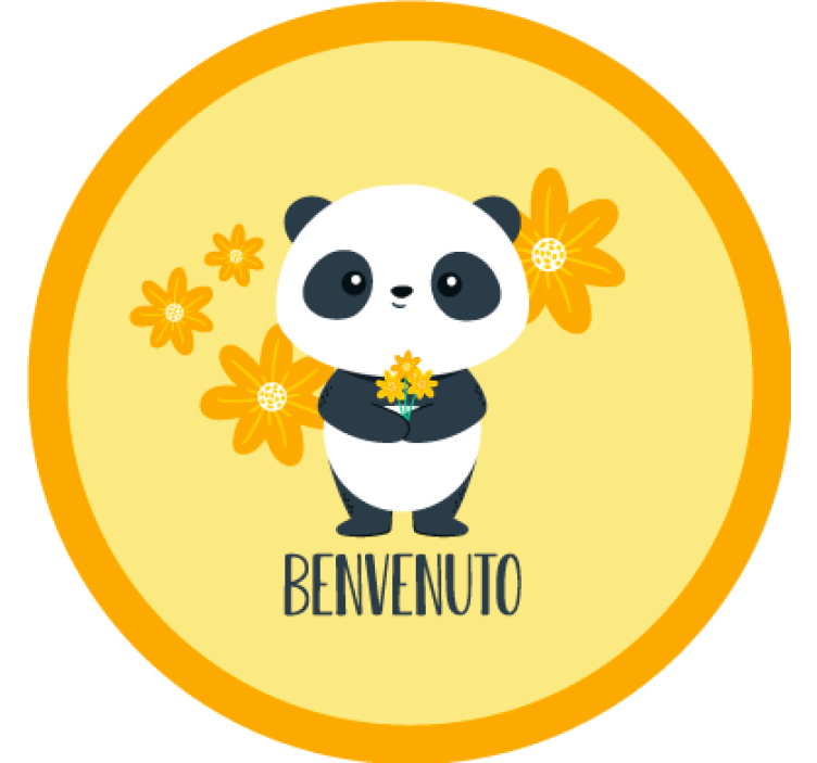 Estore de rolo amarelo panda bem-vindo ao meu quarto - TenStickers