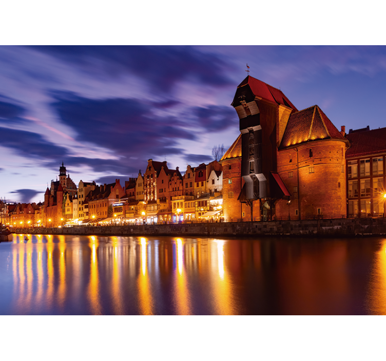 Estore de rolo azul gdańsk à noite - TenStickers
