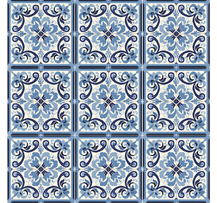 Estore de rolo azul padrão floral azul e branco - TenStickers