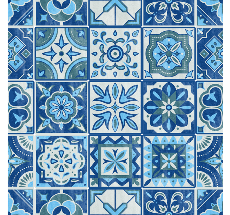 Estore de rolo azul padrão azul talavera - TenStickers