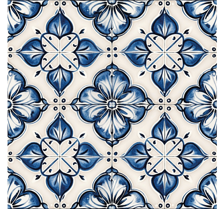 Estore de rolo azul padrão floral azul - TenStickers