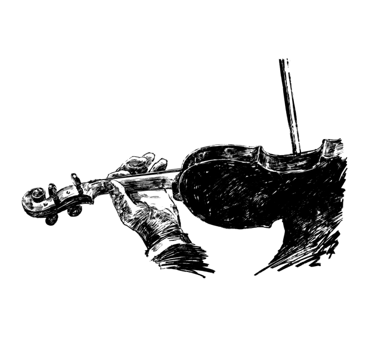 Estore de rolo para sala músico de violino desenhado à mão - TenStickers
