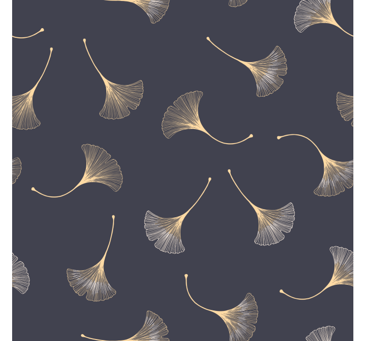Estore de rolo para sala folha de ginkgo azul e ouro - TenStickers
