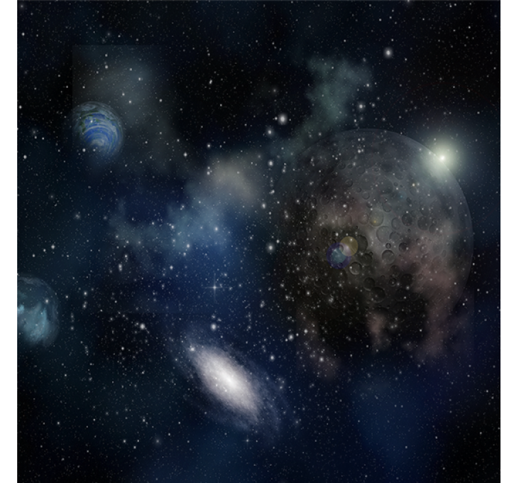 Estore de rolo para sala bela vista do espaço e planeta - TenStickers
