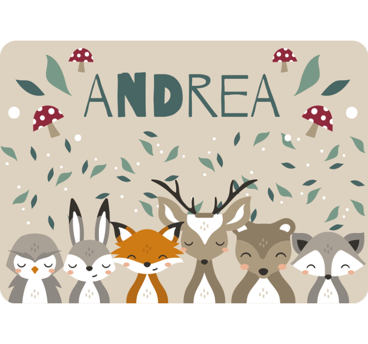 Estore de rolo bege animais personalizados infantis - TenStickers