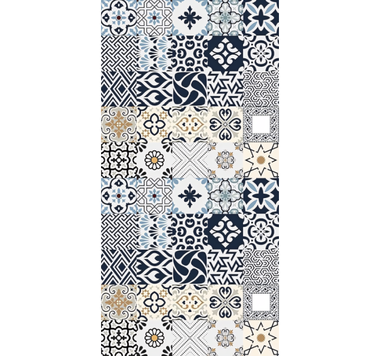 Estore de rolo bege azulejos azuis - TenStickers