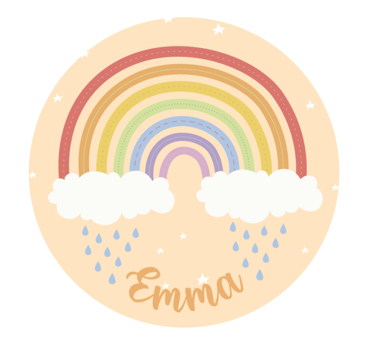 Estore de rolo bege arco-íris em aquarela com nome - TenStickers