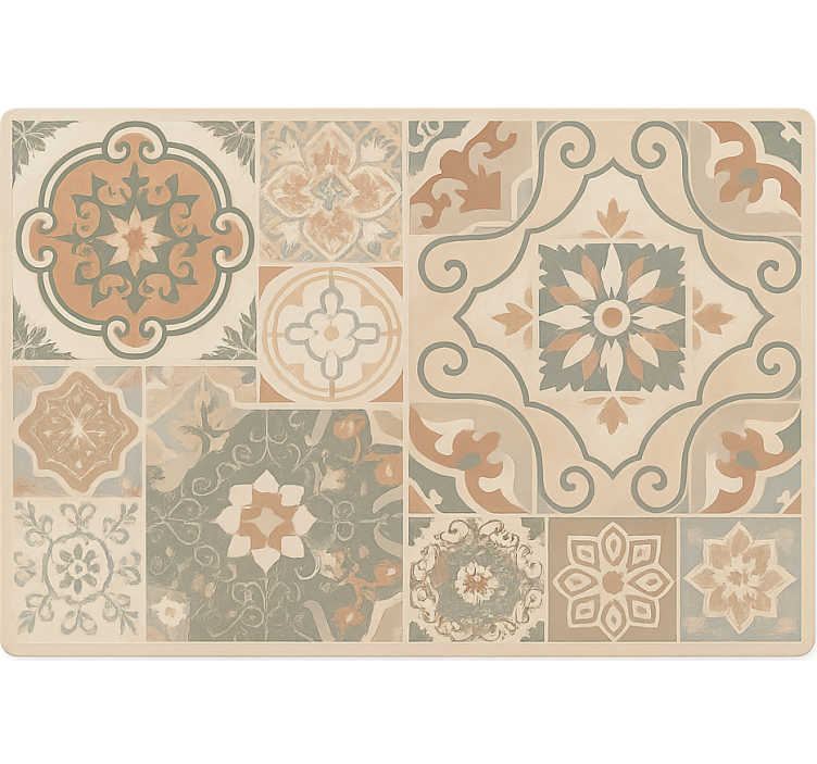 Estore de rolo bege azulejos de cimento vários tamanhos - TenStickers