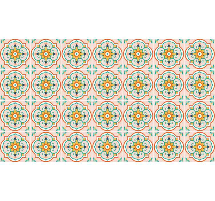 Estore de rolo bege com design quadrado colorido - TenStickers