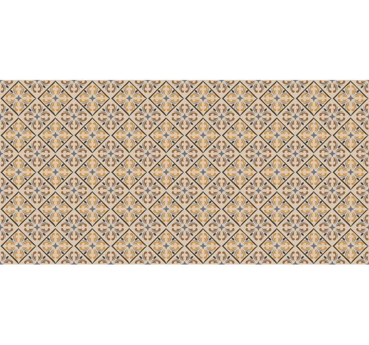 Estore de rolo bege padrão barroco dourado e azul - TenStickers