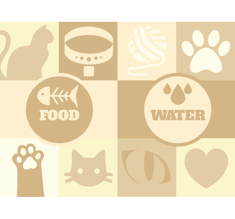 Estore de rolo bege para água e comida de gatos - TenStickers