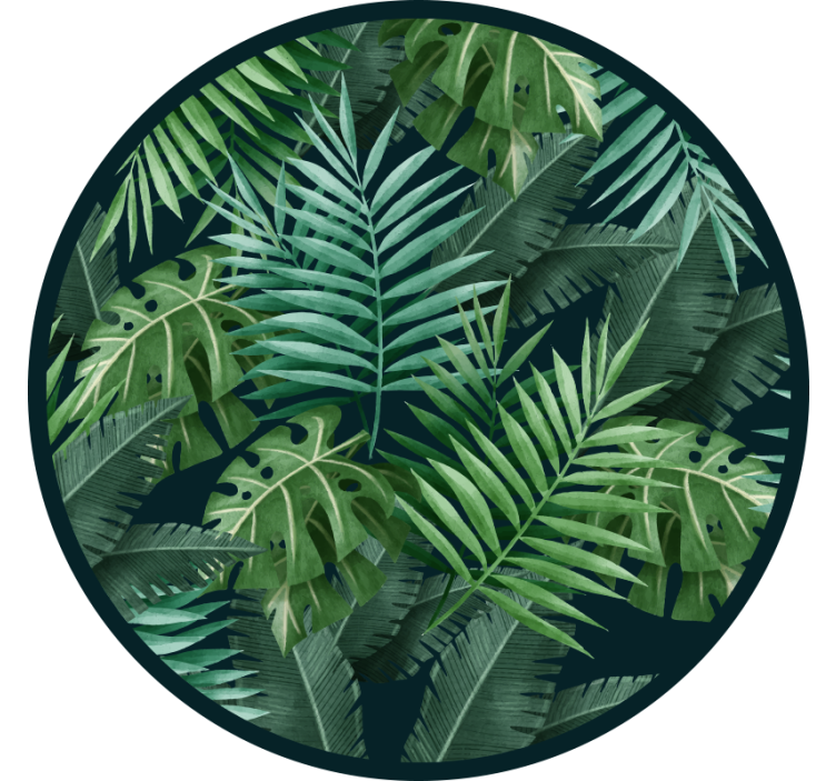 Estore de rolo quarto folhas verdes exóticas circulares - TenStickers