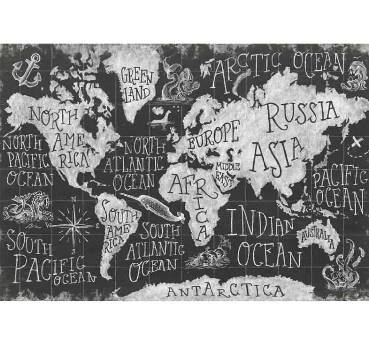 Estore de rolo cinzento mapa do mundo mítico - TenStickers