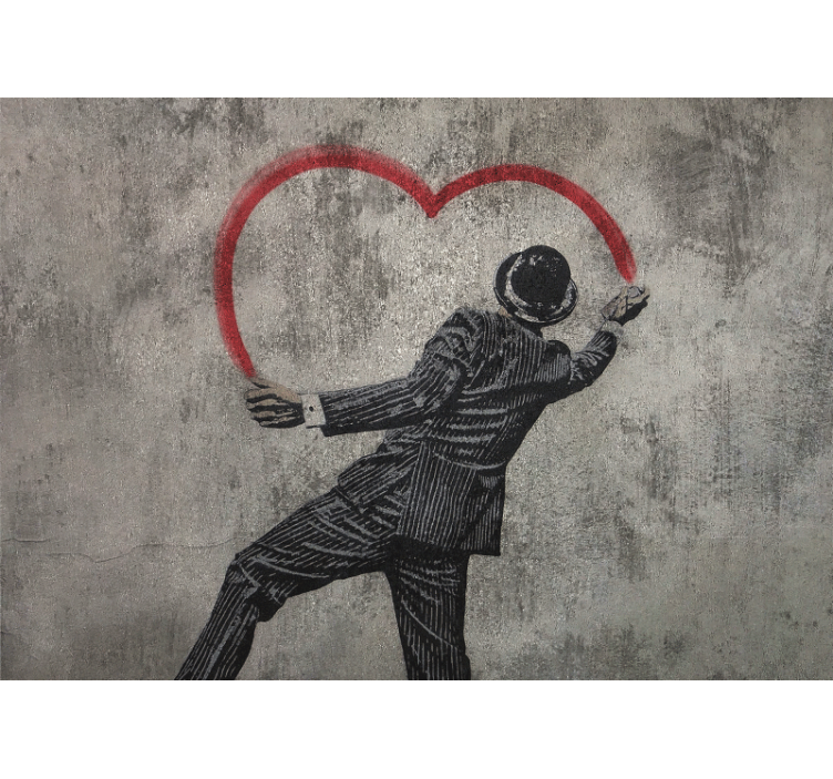 Estore de rolo cinzento grafite de coração banksy - TenStickers