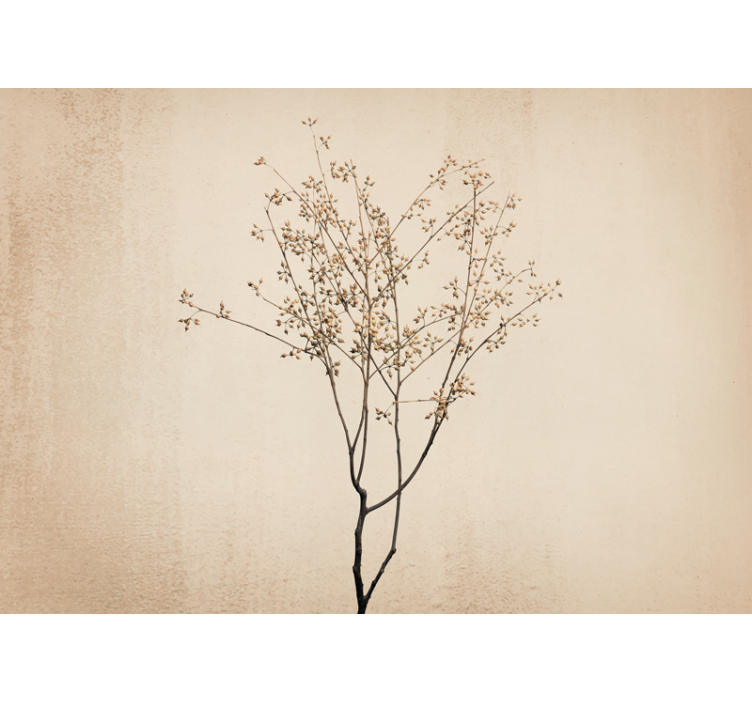 Estore de rolo bege flores estilo japandi - TenStickers