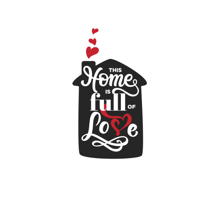 Estore de rolo romântico casa cheia de sinal de amor - TenStickers