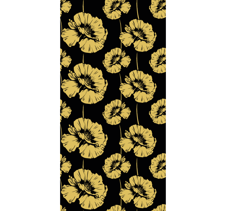Estore de rolo florais design amarelo e preto - TenStickers