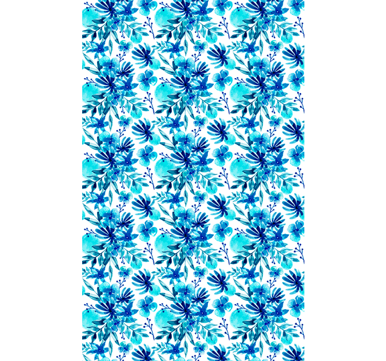 Estore de rolo flores e plantas tema azul vívido - TenStickers
