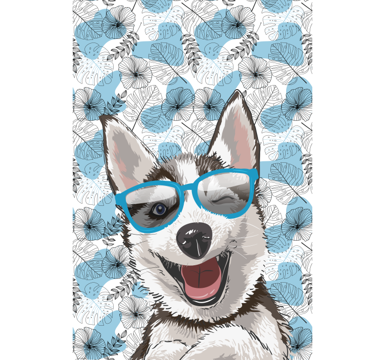 cão fofo sorrindo cego de flores - TenStickers