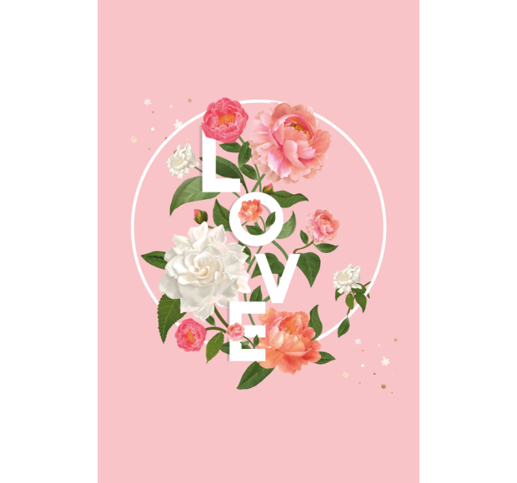 Estore de rolo romântico amo design floral - TenStickers