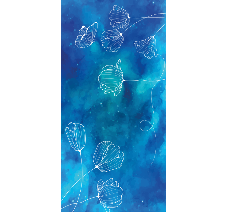Estore de rolo florais silhuetas azuis elegantes - TenStickers