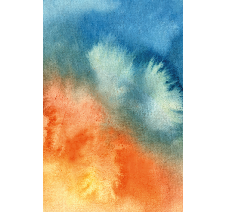 estor laranja azul abstrato aquarela quarto - TenStickers