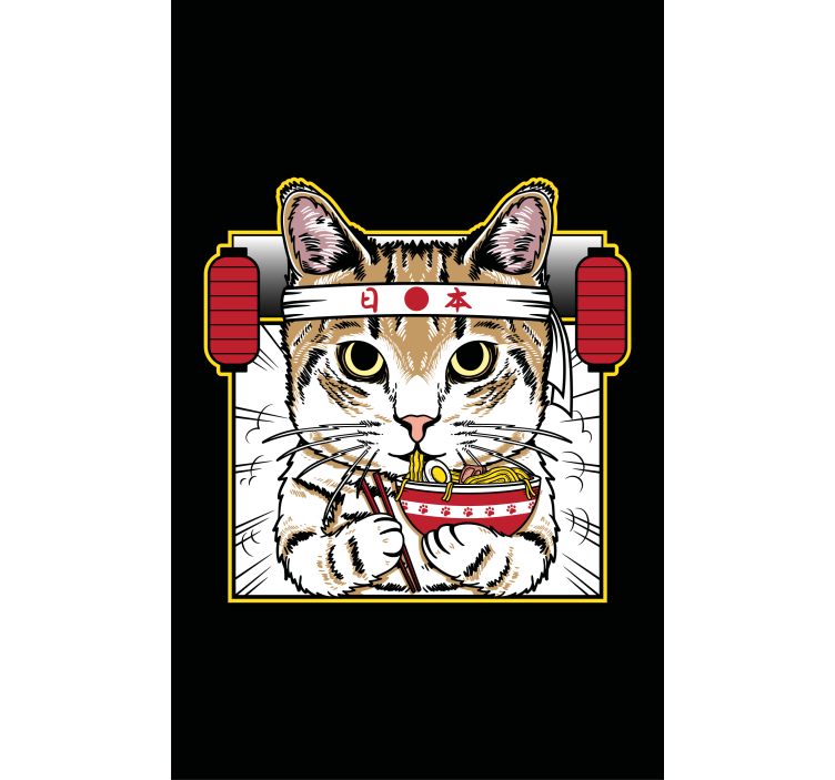 Estores de rolo de animais gato comedor de macarrão - TenStickers