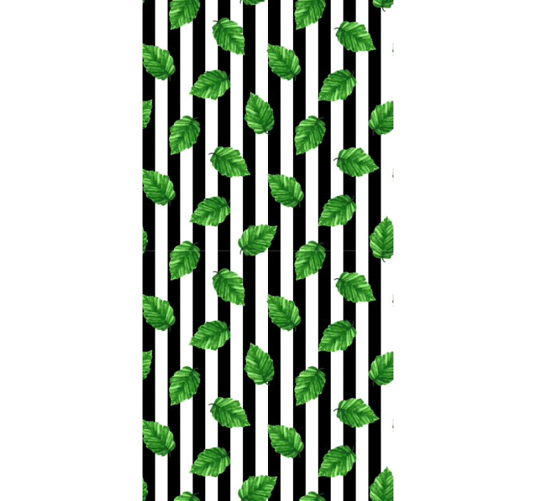 Estore de rolo flores e plantas padrão listrado de folhas - TenStickers