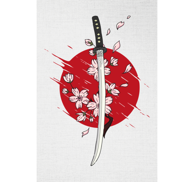 Estore de rolo com desenhos flores de espada de samurai - TenStickers