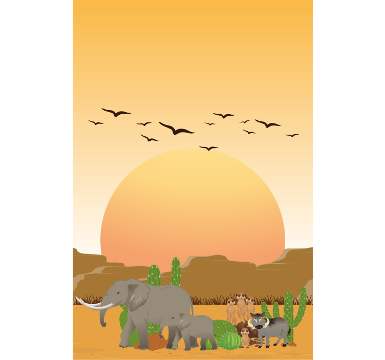 Estores de rolo de animais cena do pôr do sol na savana - TenStickers