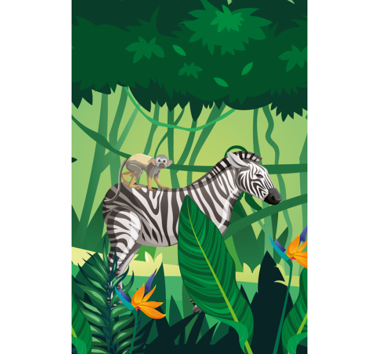 Estores de rolo de animais zebra com macaco - TenStickers