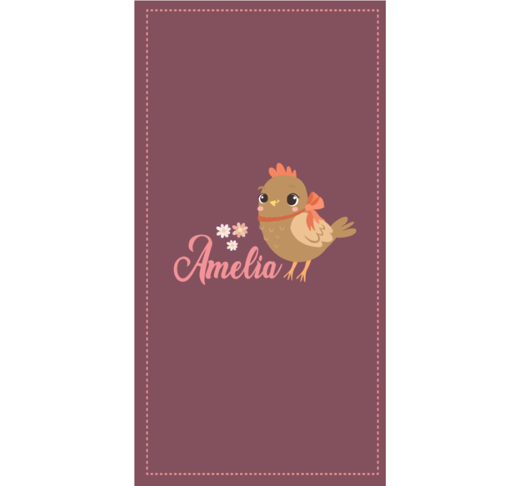 Estore de rolo animais variados pintinho com flores e nome - TenStickers