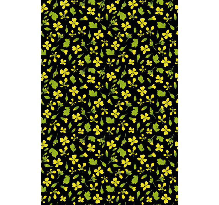 Estore de rolo flores e plantas padrão amarelo e preto - TenStickers