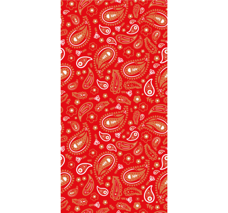 Estore de rolo florais padrão paisley vermelho - TenStickers