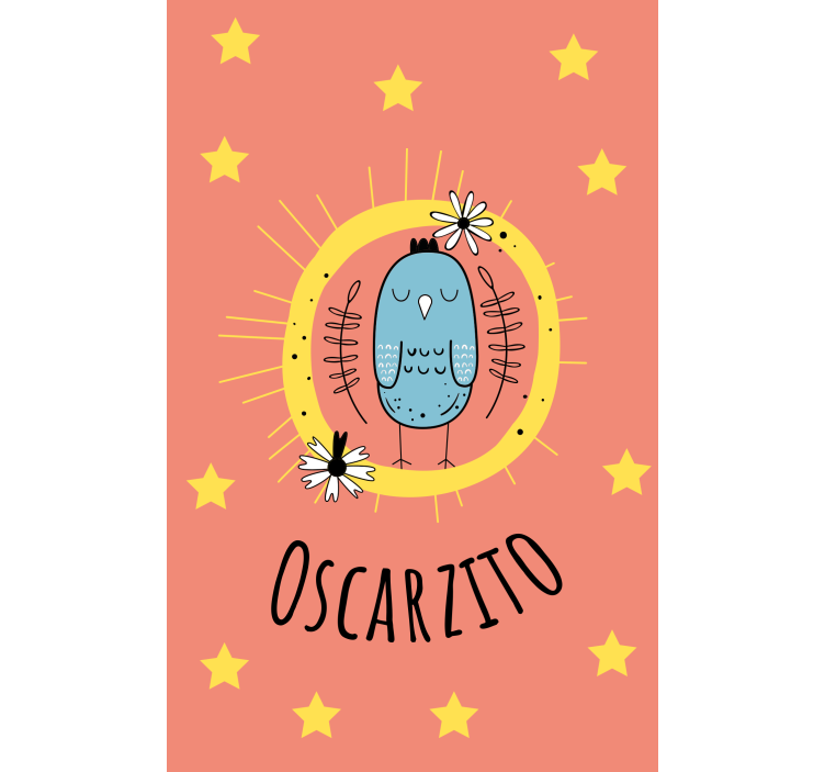 Estore de rolo infantil pássaro azul com nome - TenStickers