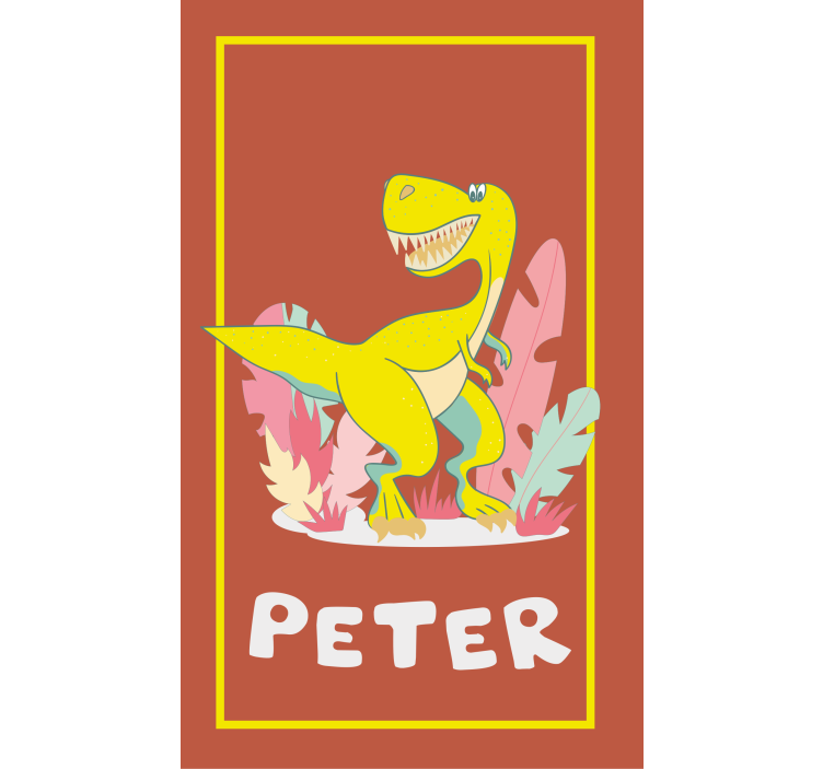 Estore de rolo dinossauros t-rex amarelo com nome - TenStickers
