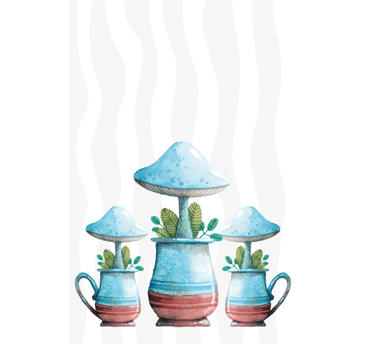 Estore de rolo flores e plantas vasos de cogumelo - TenStickers