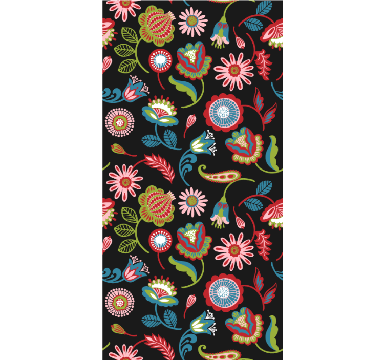 Estor de flor padrão folclórico colorido - TenStickers