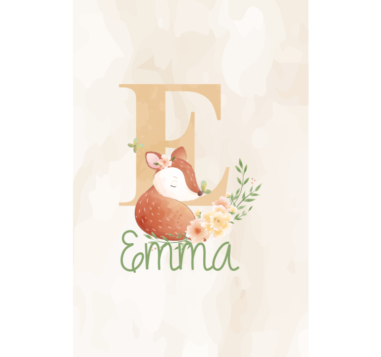 Estore de rolo infantil raposa com inicial e nome - TenStickers