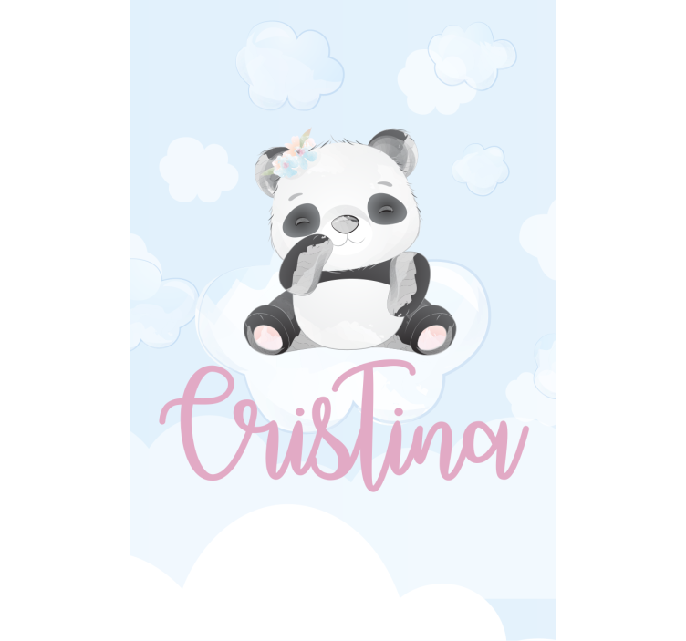 Estore de rolo infantil bebê panda sentado com nome - TenStickers