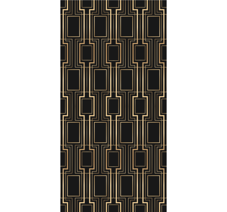 Cortina elegante com padrão deco dourado e preto - TenStickers