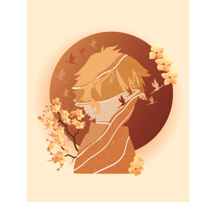 Estore de rolo com desenhos silhueta da natureza asiática - TenStickers